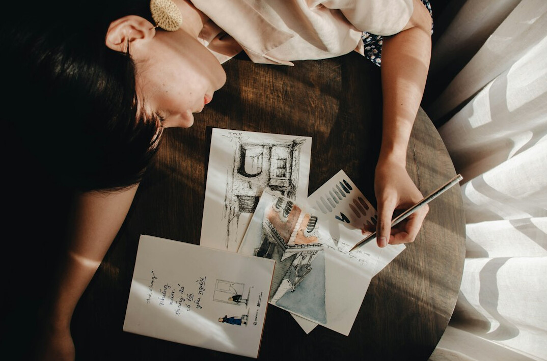 woman reviewing documents